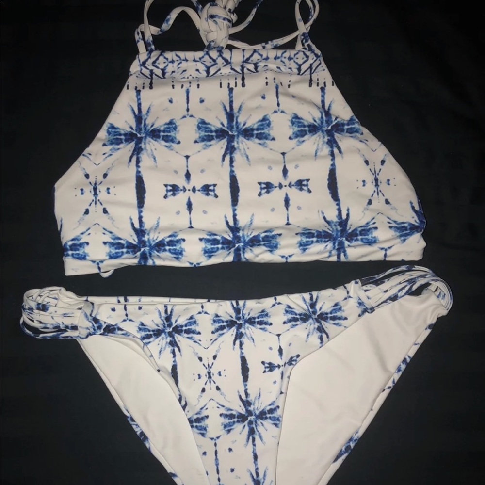 Blue And while halter bikini